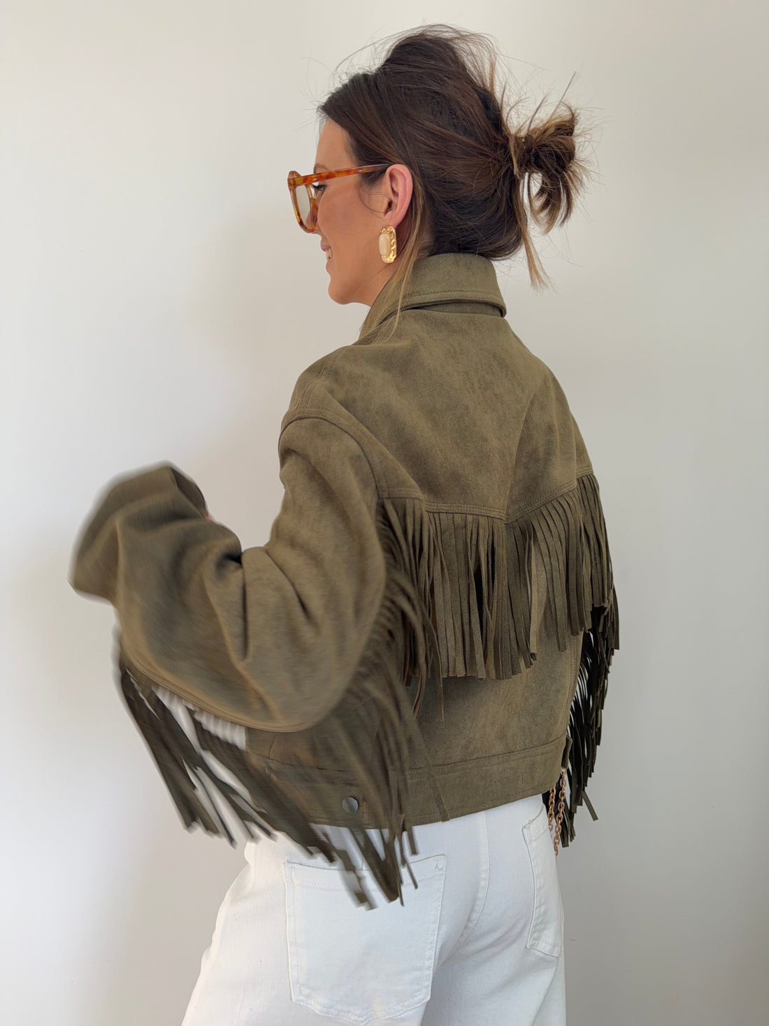 Veste à franges - kaki