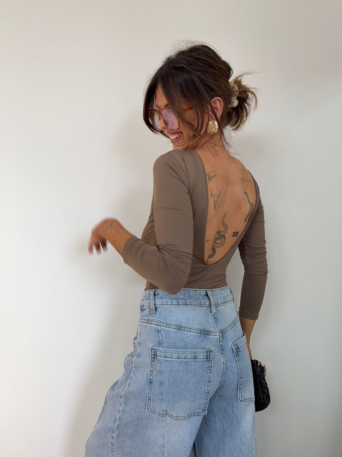Body manches longues - taupe