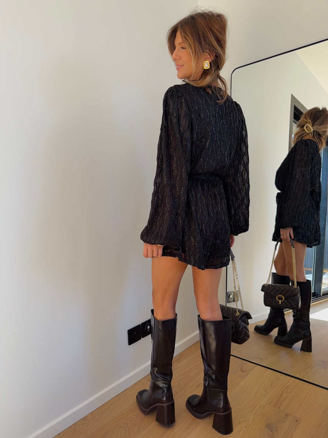 Combi-short à paillettes - noir