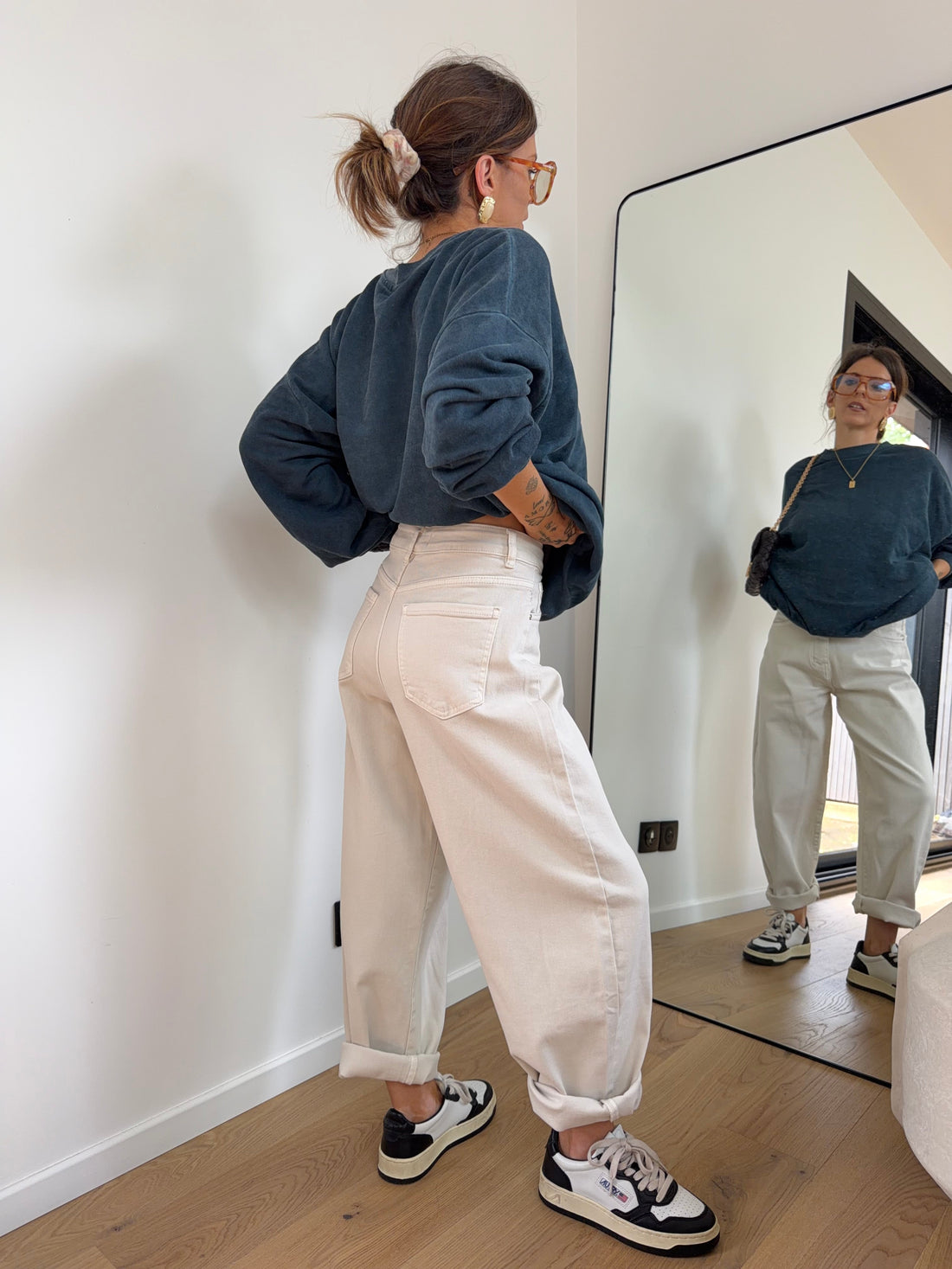 Jeans ballon beige