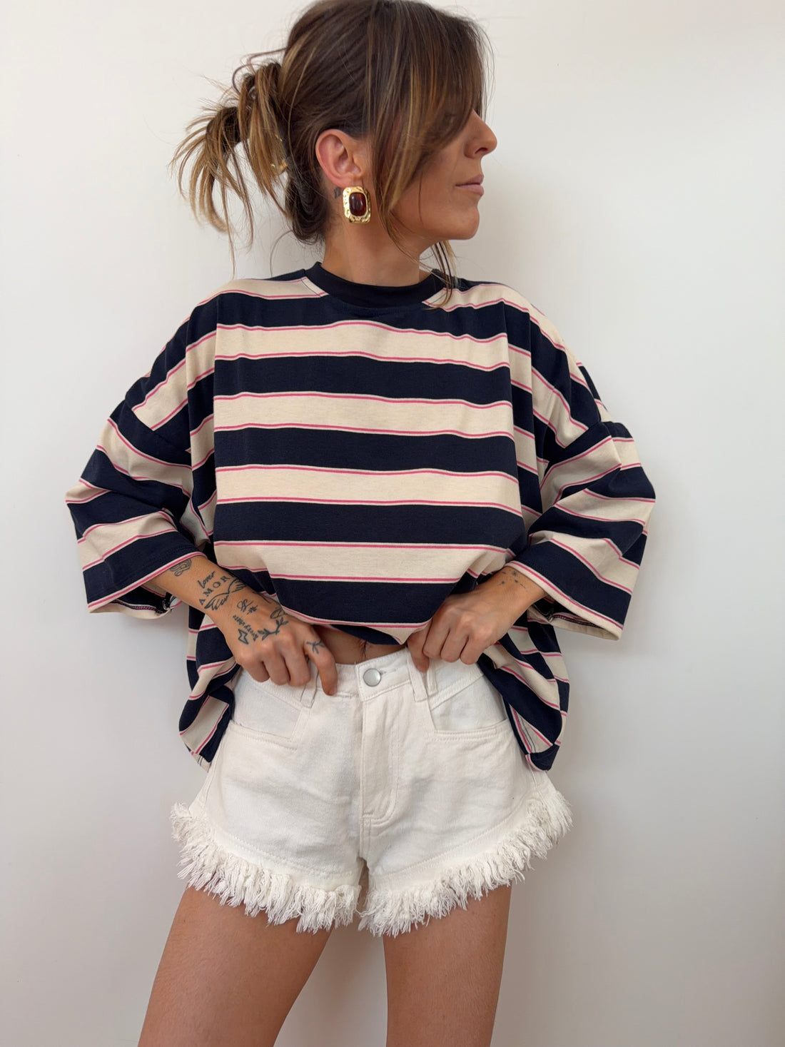 Short en jean - blanc