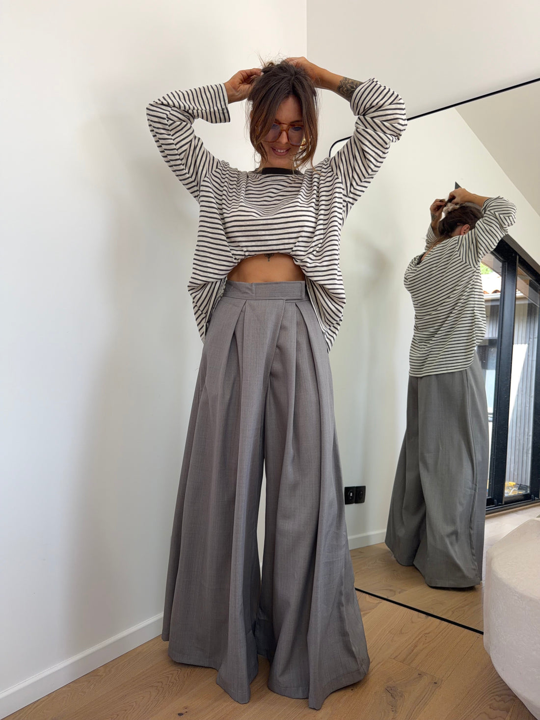 Pantalon à scratch - gris
