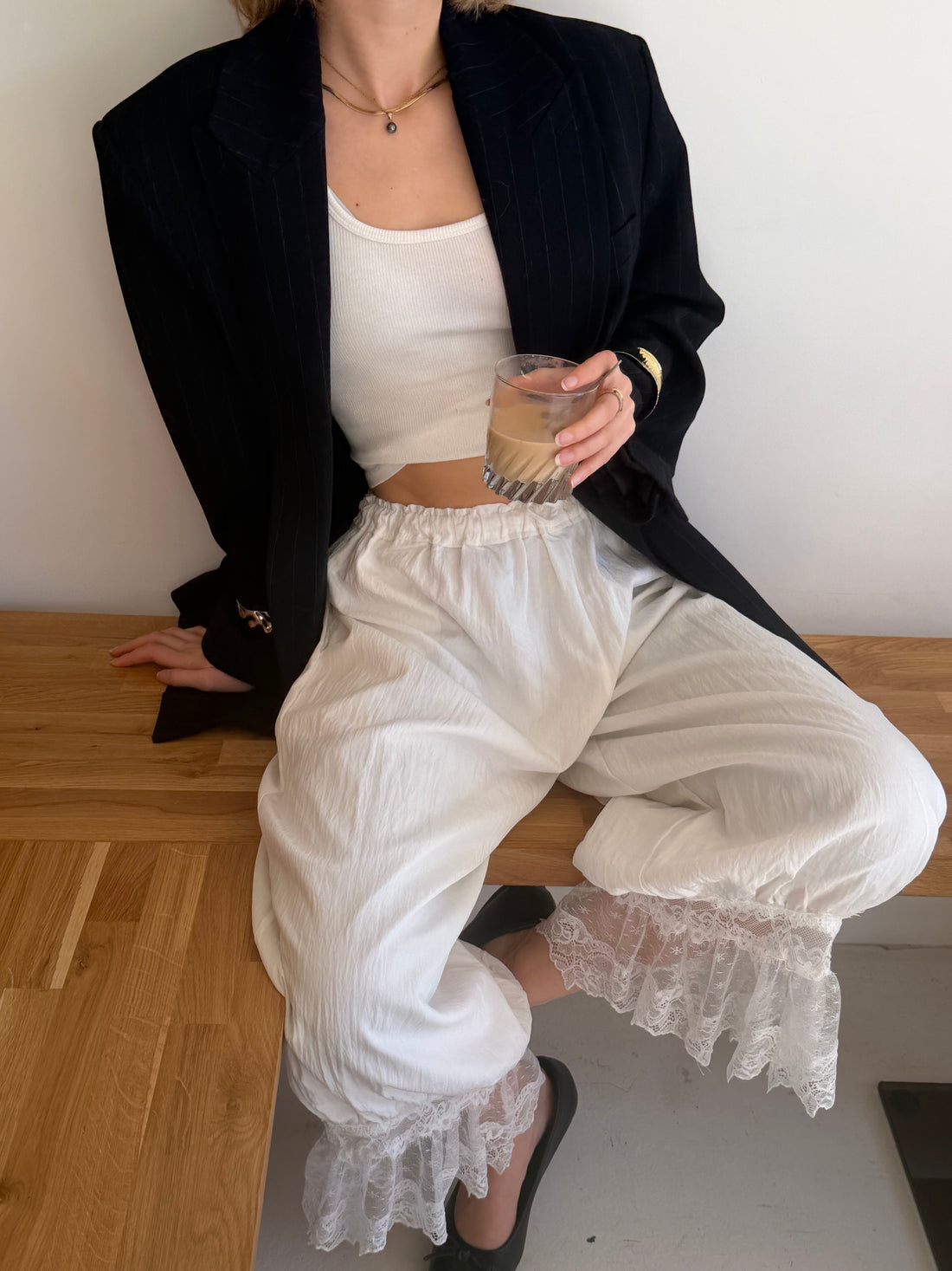 Pantalon à dentelle - blanc