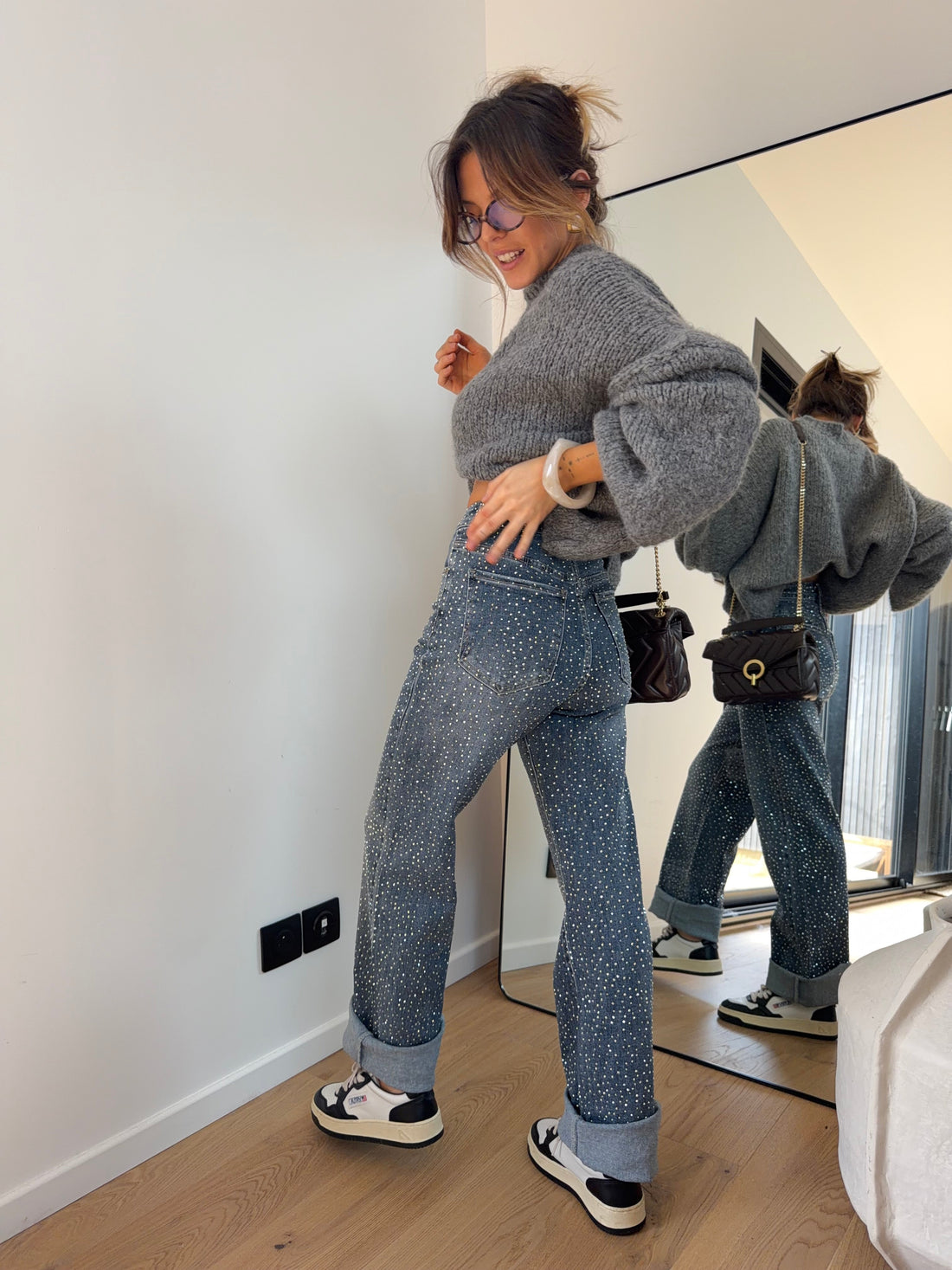 Jeans à strass - bleu