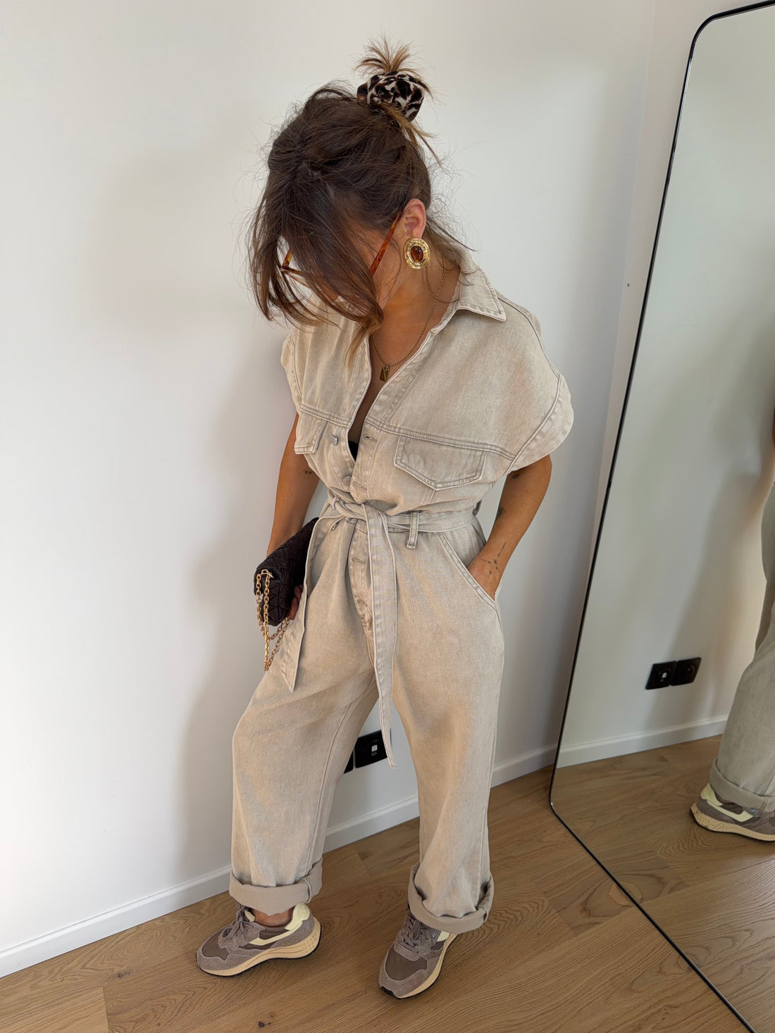 Combinaison en jean - beige